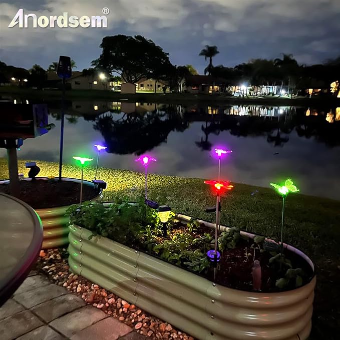 Anordsem Solar Garden Lights Outdoor: 3 Waterproof PVC Insect Light Heads - Changeable Color LED Stake for Homeowners Patio Decoration - Gardening Gifts for Garden Enthusiasts-VerdiqueGarden