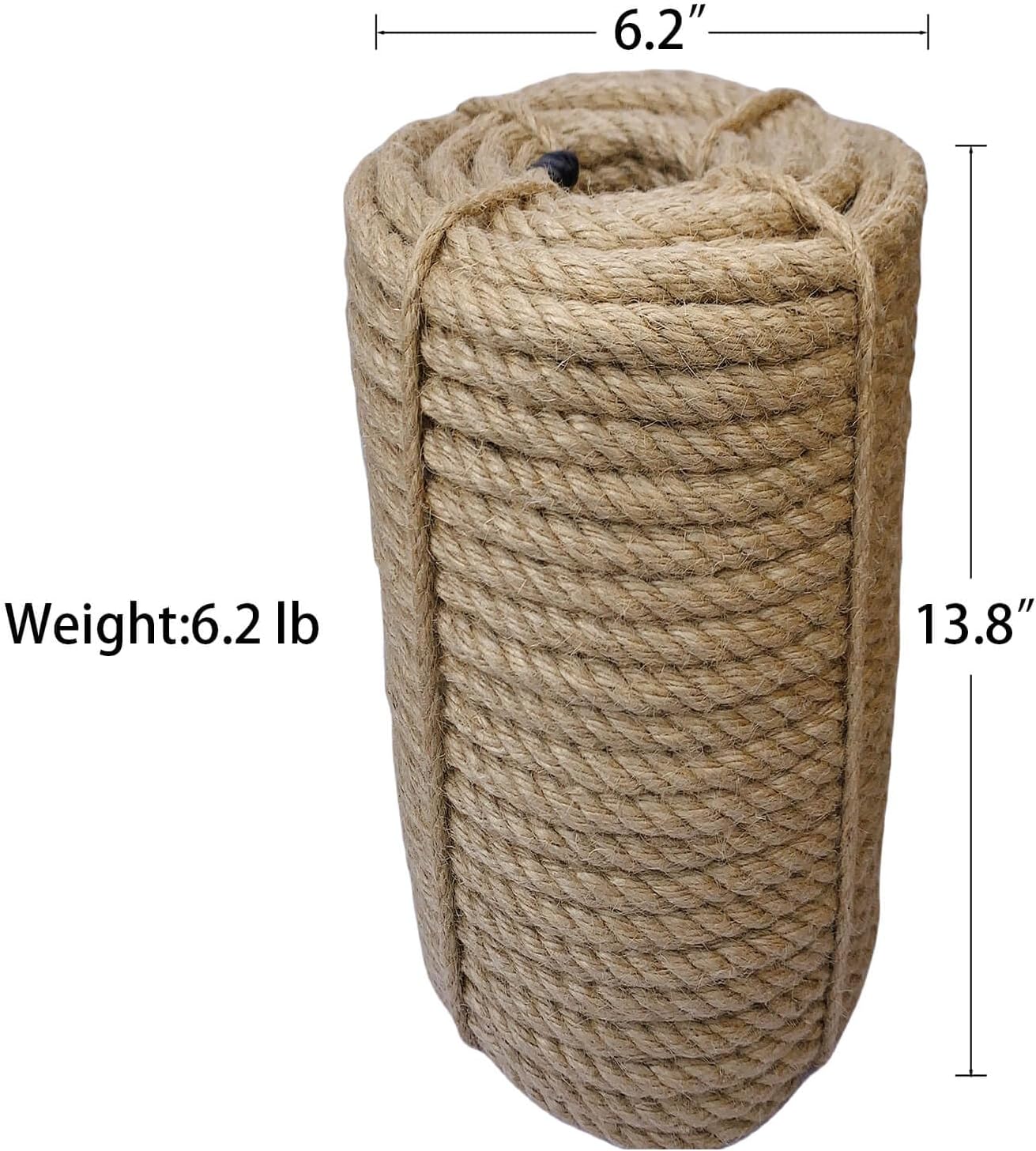 Jute Rope 16mm, 100 Feet 6.2lb Thick Garden Jute Twine String for DIY Cat Scratcher, Gardening, Bundling and Wall Hanging Craft Decorative (Brown)-VerdiqueGarden