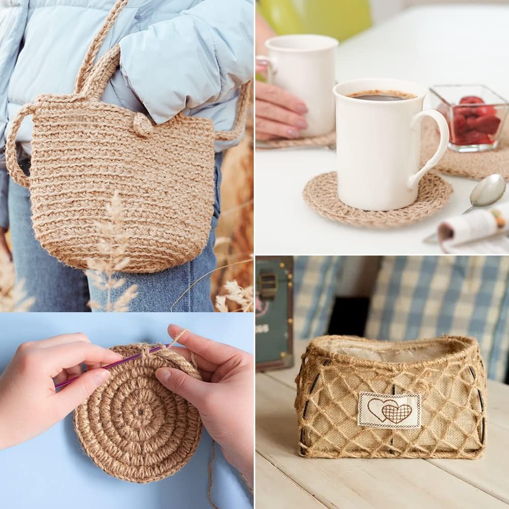 Tenn Well 1500 Feet Natural Jute Twine, 1mm Thin Brown Twine String for Crafts, Crocheting, Gift Wrapping, Gardening and Christmas Decorations-VerdiqueGarden