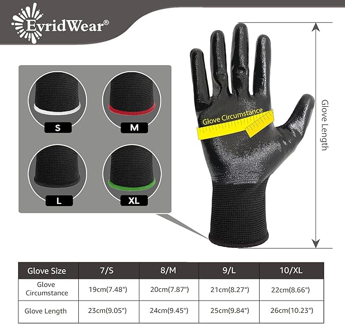 Evridwear Work Gloves with Grip Rubber Coated for Men Women Warehouse Mechanic,12 Pairs Bulk-VerdiqueGarden