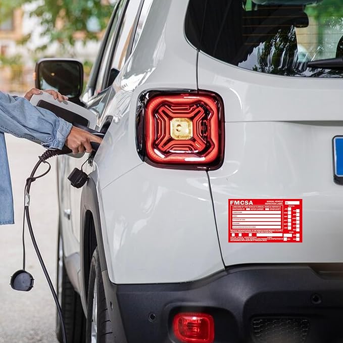 50-Pack Annual Vehicle Inspection Label 1.6 mil Aluminum Red FMCSA Label with Permanent Self Adhesive 6" x 3.5" DOT Compliant-VerdiqueGarden