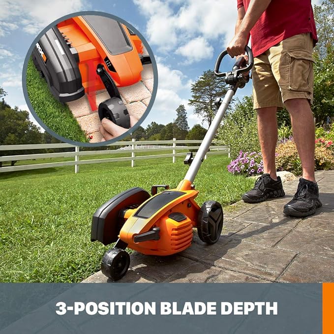 WORX WG896 12 Amp 7.5 Inch Corded Electric Lawn Edger & Trencher, Orange and Black-VerdiqueGarden