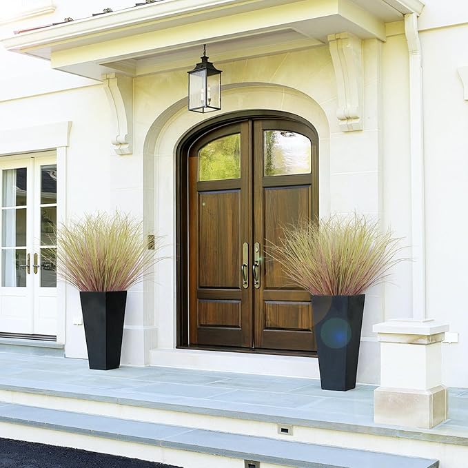 24Pcs Artificial Grass Plants, Faux Shrubs Wheat Grass, Artificial Tall Grass Fake Plants for Outdoor Decor,Artificial Greenery Stems Weed for Room Indoor Home Decor（Light Purple）-VerdiqueGarden