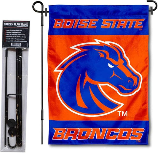 College Flags & Banners Co. Boise State Broncos Garden Flag with Pole Stand Holder-VerdiqueGarden
