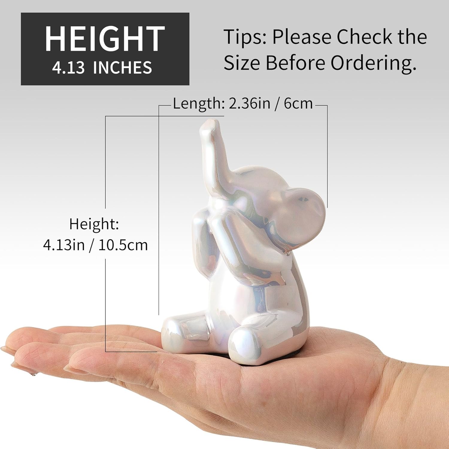 Colorful White Loving Pair of Small Elephant Statues Silver Home Decor Modern Boho Style Figurine Decorative Ornaments for Living Room, Bedroom, Office Desktop, Cabinets, Shelf-VerdiqueGarden