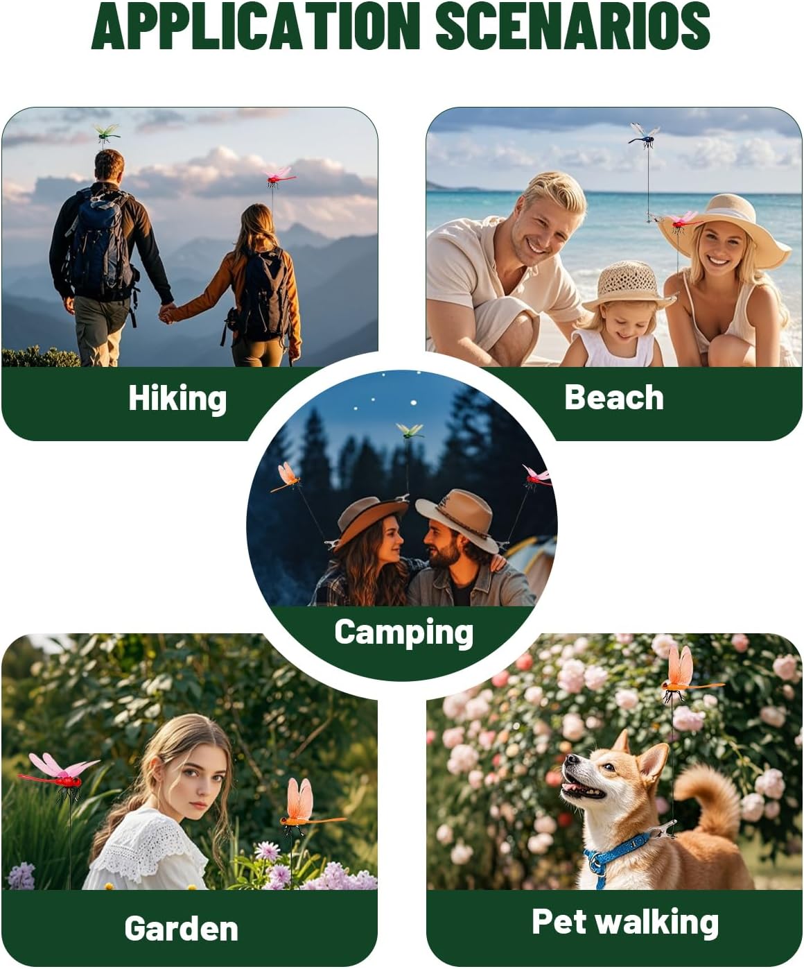 8 PCS Dragonfly Clips, 3D Outdoor Decor Fake on Dragonfly or Bugs Dragonfly Garden Stakes Gardening Decoration Insert Plaque Yard Ornaments Outdoors and Fly Deterrent Outdoor-VerdiqueGarden