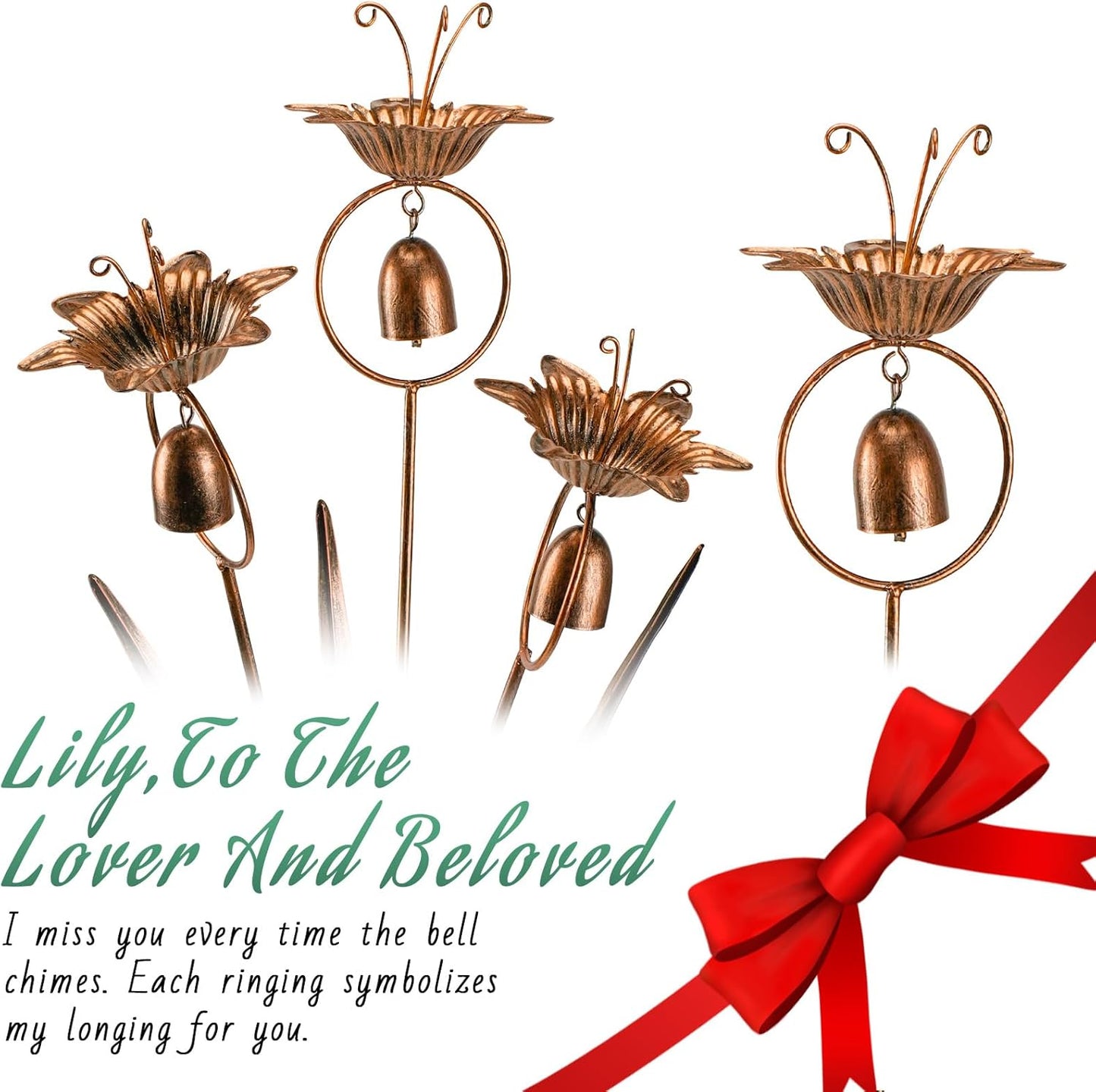 Metal Calla Lilies Flowers with Bells for Outside Yard Art Bronze Wind Chime-VerdiqueGarden