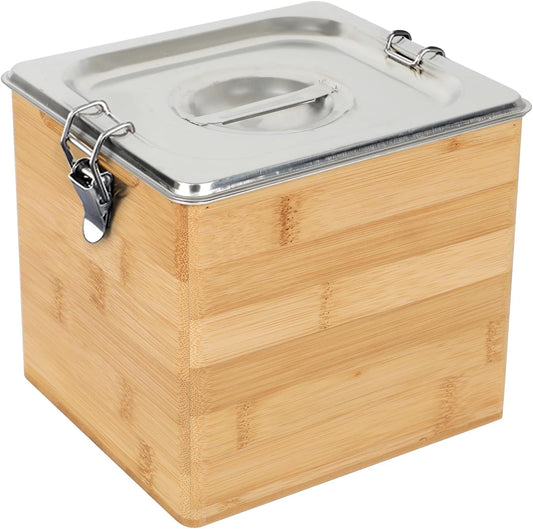 AQQHSAIN Compost Bin with Lid 0.8 Gal Countertop Compost Kitchen Scrap Indoor Large Compost Bucket Kitchen Odorless Smell Proof Composter with Stainless Steel Insert (Brown, 3L)-VerdiqueGarden