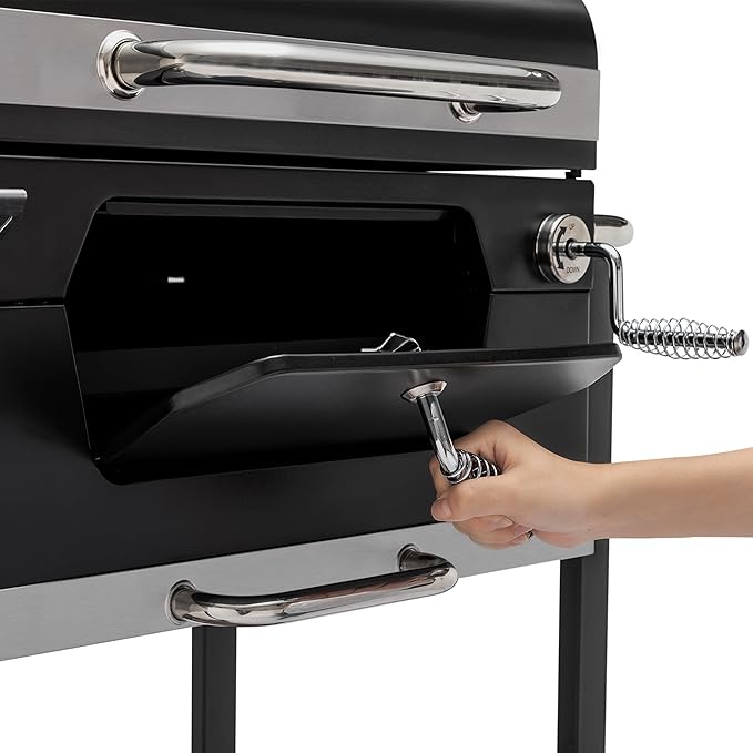 Royal Gourmet CD1824M 24-Inch Charcoal Grill, BBQ Smoker with Handle and Folding Table, Perfect for Outdoor Patio, Garden and Backyard Grilling, Black, Medium-VerdiqueGarden