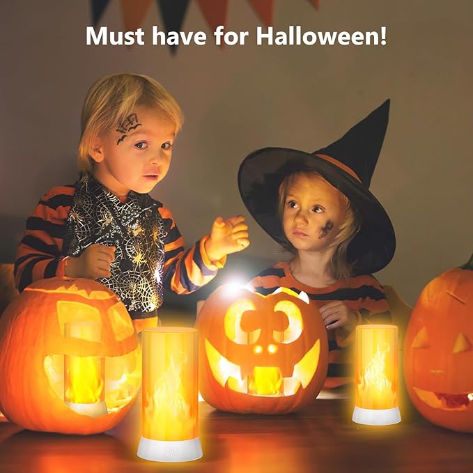 2PCS LED Flame Light, USB Rechargeable Flame Lamp with Remote & Timer, Waterproof Dimmable Flameless Candles Light for Home Party Garden Camping Halloween Christmas Decoration-VerdiqueGarden