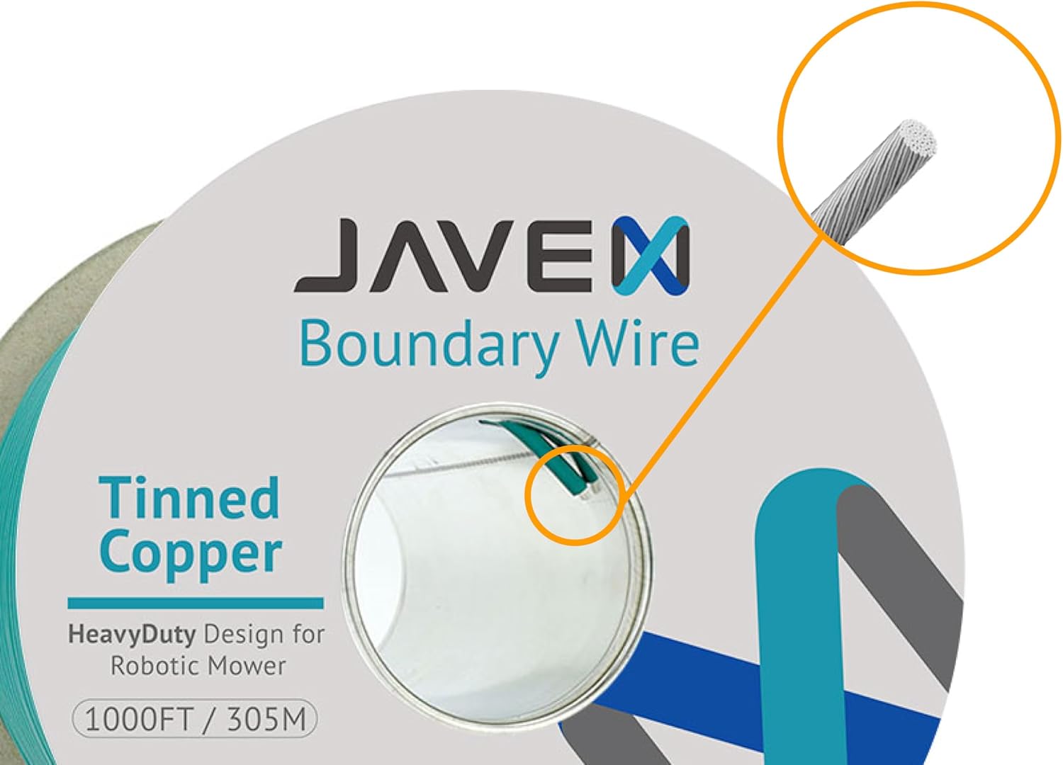 JAVEX Robotic Mower Boundary Wire Cable- Tinned Copper, Heavy Duty Universal for Gardena, Husqvarvna, Worx & Other Lawn Auto-Mower Brands Installation Kit [3.4mm, 24strand x 0.25mm] Green, 305M/1000FT-VerdiqueGarden
