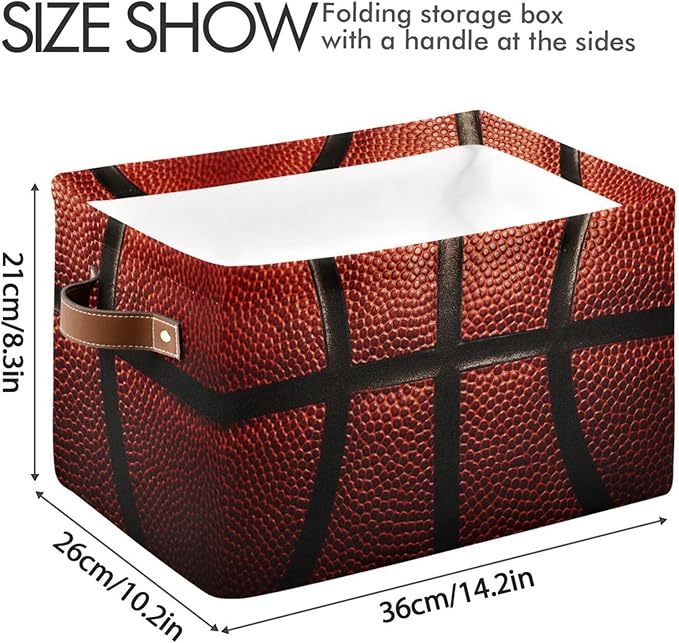 Basketball Print Rectangular Storage Basket Organizer Bin Shelf Baskets For Clothes Gifts For Home Office Dorm-VerdiqueGarden