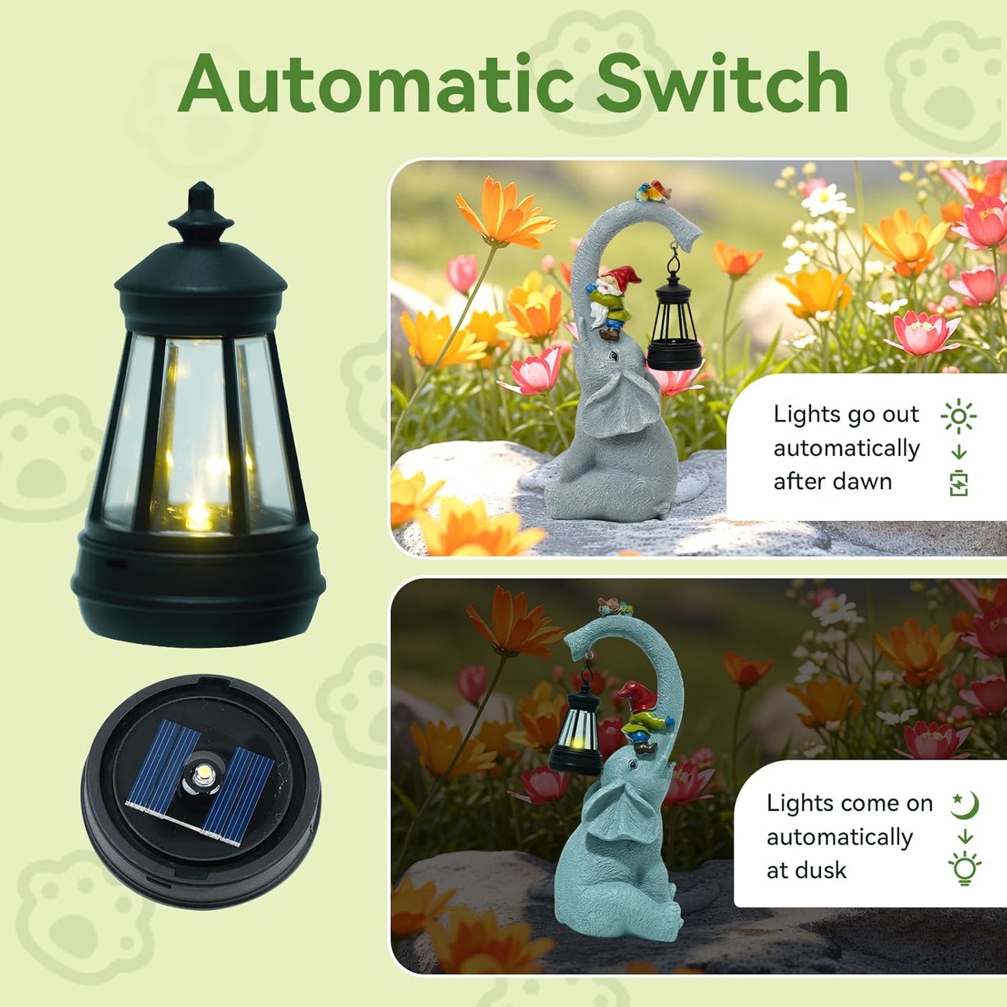 Solar Elephant Garden Statues with LED Lights, Outdoor Decor for Patio Yard Balcony - Unique Housewarming Birthday Gifts for Women Mom Grandma-VerdiqueGarden