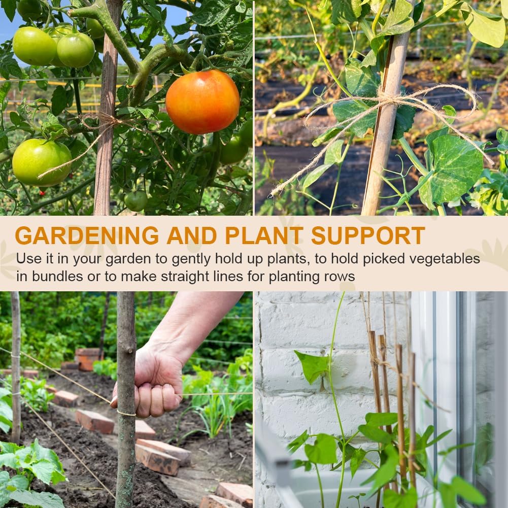 Tenn Well Natural Jute Twine, 1500 Feet 2mm Garden Twine, Brown Jute String for Arts and Crafts, Gardening, Gift Wrapping, Bundling, Recycling, Holiday Decorations-VerdiqueGarden