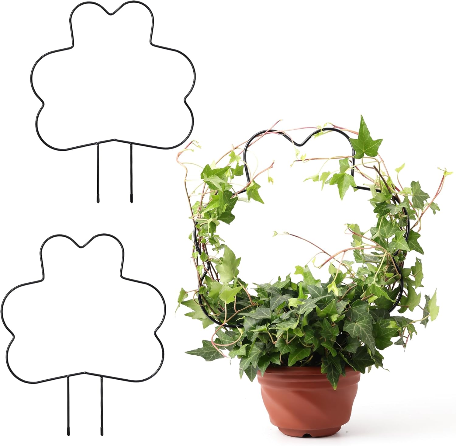 2 Pack Plant Trellis Indoor, 11.2" W x 13.7" H Small Trellis for Potted Plants, Decorative Trellis for Climbing Plants Indoor, Ideal for Vines on Tabletops, Balconies, Gardens and Lawns, Flower-Shaped-VerdiqueGarden