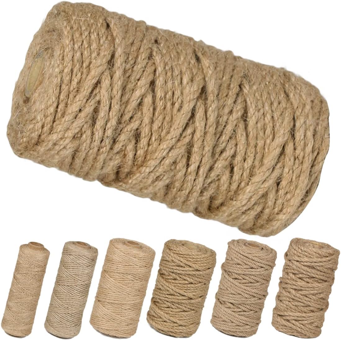PerkHomy 5mm Jute Rope 105 Feet Twisted Heavy Duty and Thick Twine Rope for Cat Scratcher Scratching Post Tree Craft Projects Gardening Home Decoration Packing Bundling (105FT * 5mm)-VerdiqueGarden