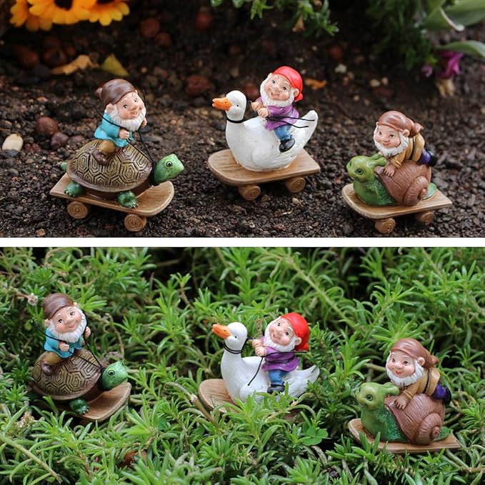 3 PCS Funny Garden Gnome Statues, Creative Resin Dwarf Sculptures, Outdoor Yard Decor, Gnomes Tree Faces for Lawn, Patio, Porch, Miniature Fairy Garden Accessories, Novelty Gift for Indoor/Outdoor Use-VerdiqueGarden