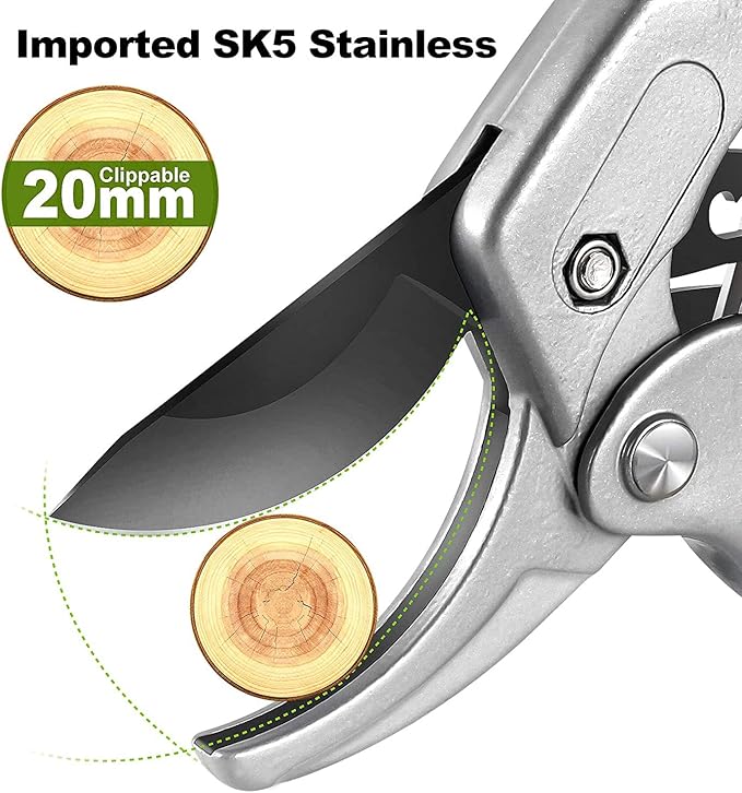 Garden clippers, premium Germany pruners, Work 3 times easier, professional pruning shears, cutting rose, flower, hedge, stem, tree, Sharp gardening scissors, Arthritis weak hand snips (Japanese-1, 1)-VerdiqueGarden