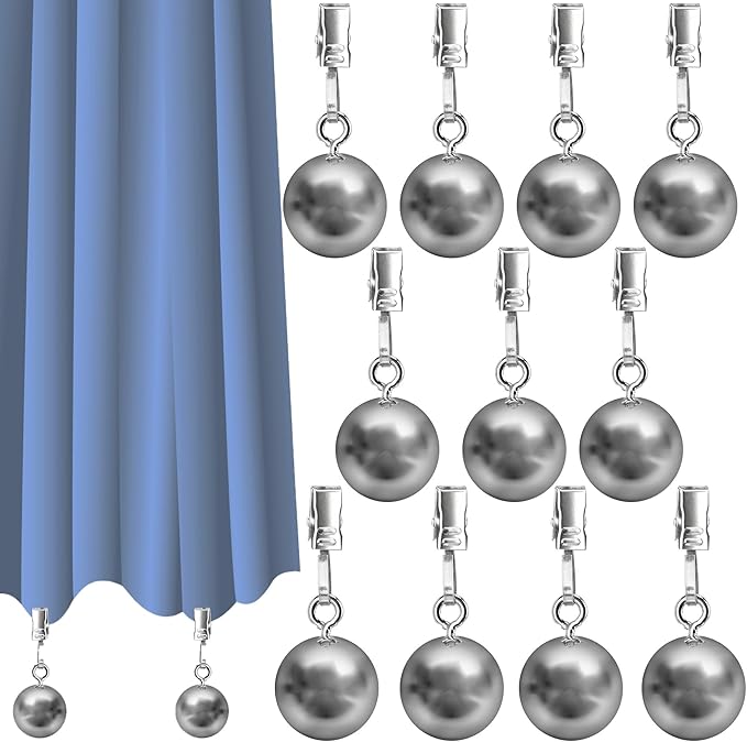10 Pack Heavy Duty Curtain Weights, Heavy Weights for Outdoor Curtains of Pergola Patio Gazebo Cabana, Stainless Steel Weight Clip Down Curtain, Garden Flag, Shower Curtain, Tablecloth-VerdiqueGarden