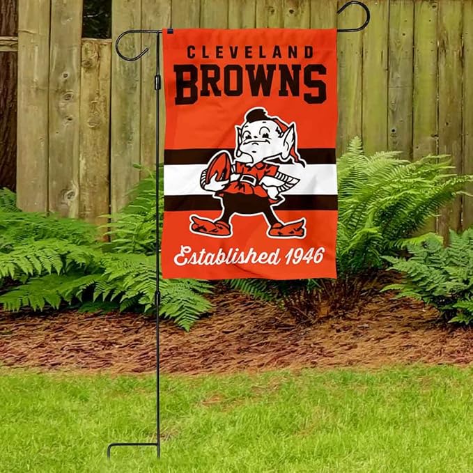 WinCraft Browns Retro Garden Flag and Stand Pole Holder Mount-VerdiqueGarden