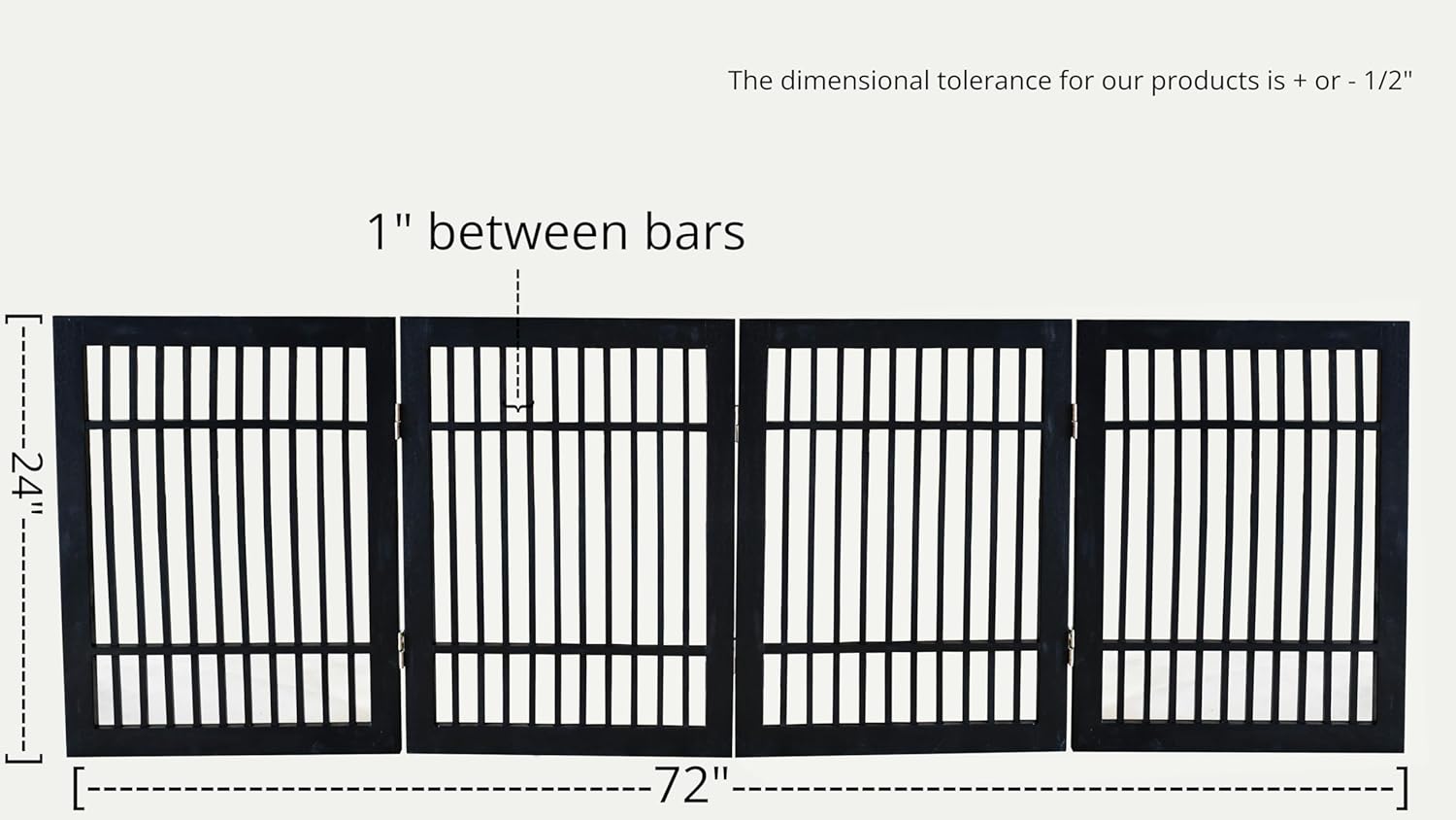 Pet Dog Gate Strong and Durable Freestanding Folding Acacia Hardwood Portable Wooden Fence Indoors or Outdoors by Urnporium (Black Pet Gate, 4 Panel 24" Tall)-VerdiqueGarden