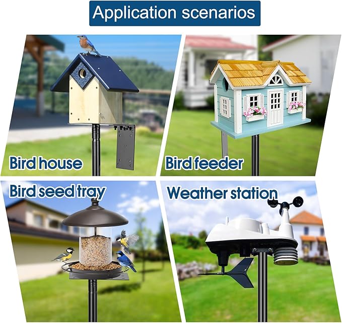 Ottsuls Bird Feeder Pole, 109 Inch Heavy Duty Bird House Pole Kit for Outdoors, with 5-Prong Base Feeding Station for Wild Birds Watching, Adjustable Feeder Stand (House Not Included)-VerdiqueGarden