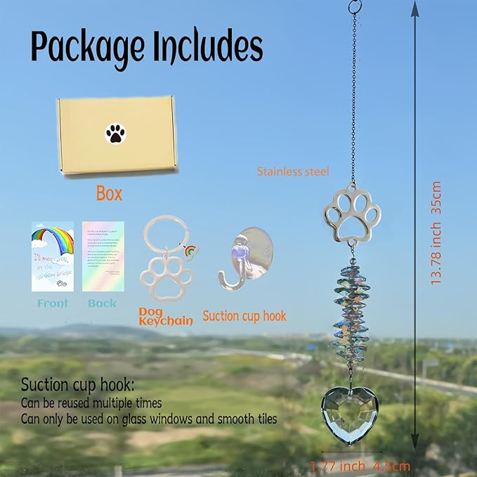 Dog Memorial Suncatcher Colorful Sunlight, Dog Memorial Gifts, Rainbow Impressions for Pet Loss, Pet Sympathy, Thoughtful Dogs and Cats Remembrance, Bereavement Gifts-VerdiqueGarden