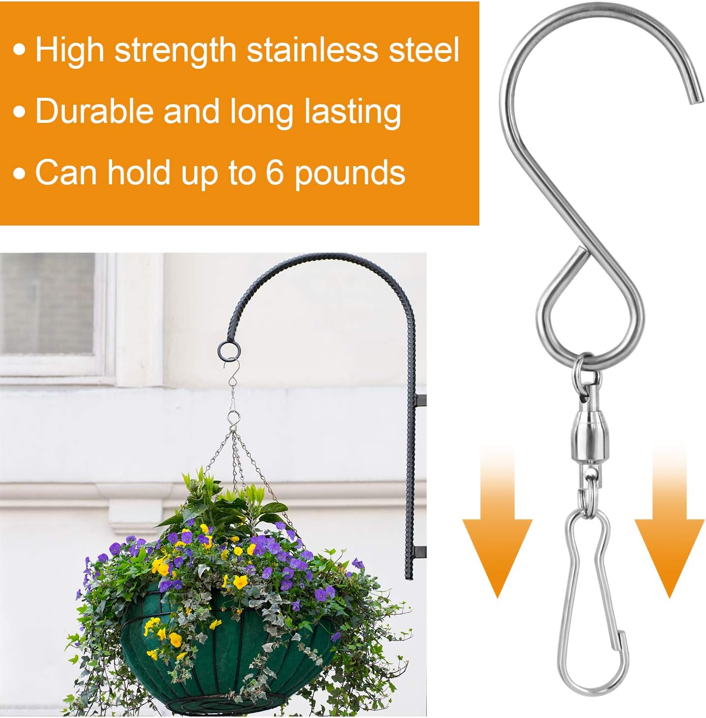 KUUQA 20 Pack Swivel Hooks Clips Wind Spinner S Hook Clips Hanging Wind Chimes Crystal Twisters Party Supplies (Silver)-VerdiqueGarden