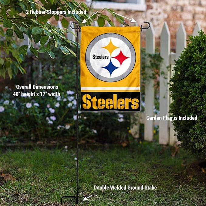 WinCraft Pittsburgh Steelers Gold Garden Flag with Stand Holder-VerdiqueGarden