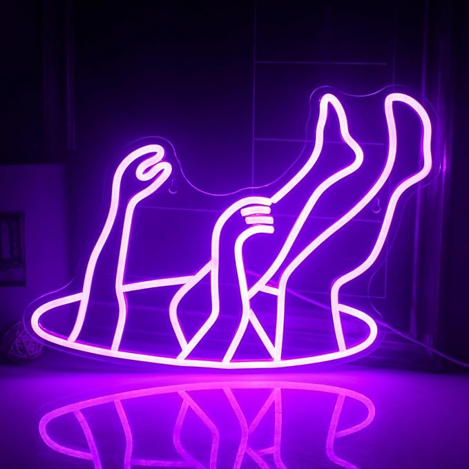 WLHOPE Falling Man Neon Sign Falling into Hole Neon Light Purple LED Neon Signs for Wall Decor USB Drop Into Neon Light Signs for Bedroom Home Bar Man Cave Game Room Party,Gift for Boys-VerdiqueGarden