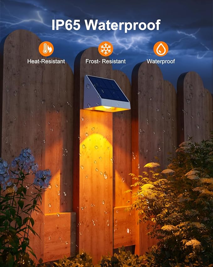 12 Pack Color Changing Solar Powered Fence Lights Outdoor Decorative LED Waterproof Yard Lighting for Outside Wall, Deck, House Patio, Rail, Backyard, 8 Colorful Modes, Easy Install (White Shell)-VerdiqueGarden