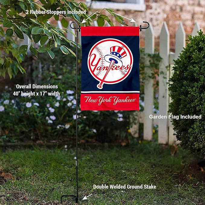 WinCraft NY Yankees Throwback Retro Garden Flag and Pole Stand Mount-VerdiqueGarden