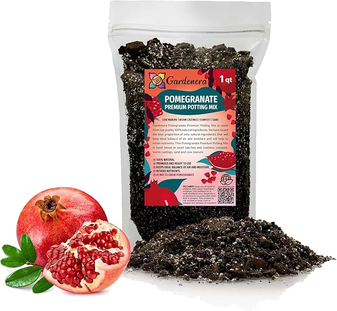 Premium Pomegranate Potting Soil Mix - Ideal Nutrient Blend for Growing Robust, Flavorful, and Bountiful Pomegranate Trees - 1 Quart-VerdiqueGarden