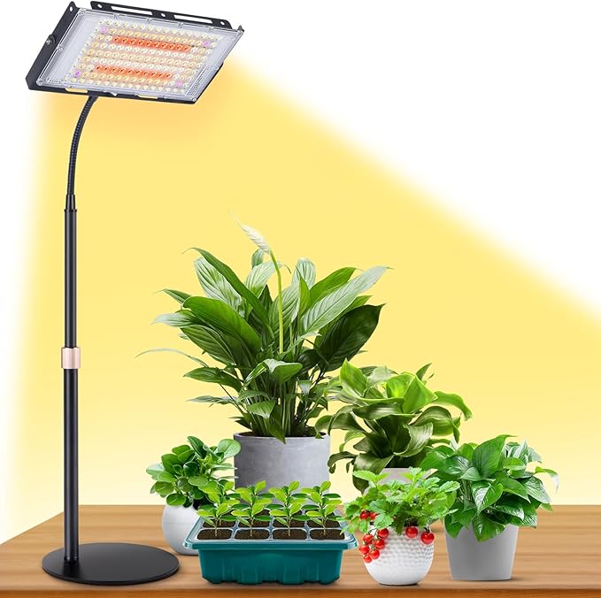 LBW Grow Light for Indoor Plants,144 LED Full Spectrum Plant Light for Indoor Plants, Large Desk Grow Lamp with On/Off Switch, Height Adjustable, Flexible Gooseneck, Ideal for Indoor Grow-VerdiqueGarden