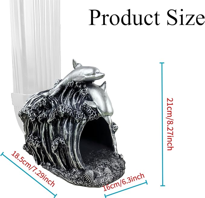 Dolphin Statue 3" x 4" Gutter Downspout Extension,Garden Outdoor Animal Decor Sculpture, Gutter Diverter Rain, Splash Block, Decorative Gutter Extender Diverter Ornament-VerdiqueGarden