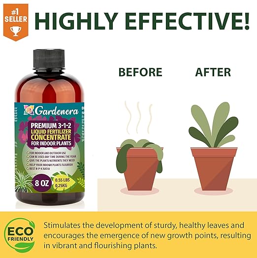 Premium Liquid Peace Lily Plant Fertilizer - 3-1-2 Concentrate for Indoor Plants and Flowers by Gardenera | Organic Plant Food for Peace Lily - 32oz-VerdiqueGarden