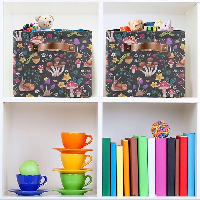 Mushroom Snail Rectangular Storage Basket Organizer Bin Shelf Baskets For Clothes Gifts For Home Office Dorm-VerdiqueGarden