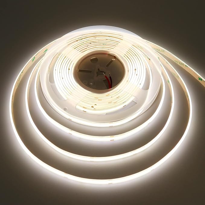 24V COB LED Strip Light Natural White 4000K 5M/16.4ft 2400LEDs Waterproof IP65 Uniform Glow CRI 93+ Flexible LED Tape Lights for DIY Cabinet Bedroom Kitchen Home Decor(No Power Supply)-VerdiqueGarden