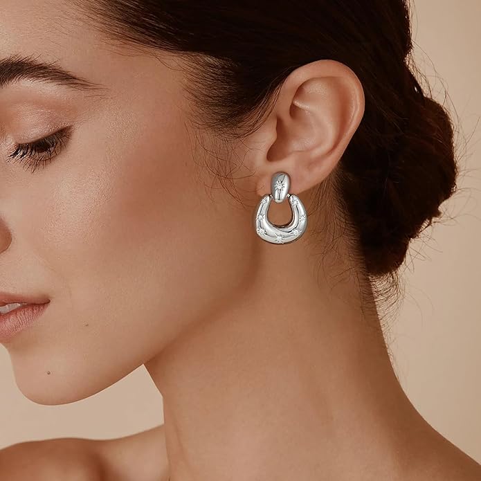 Clip on Earrings for Women Hypoallergenic Statement Retro Clip Earrings 14K Gold/Silver Plated Hoop Dangle Earrings 5A Cubic Zirconia Round Multiple Styles for Women Fashion Trendy Jewelry Gifts