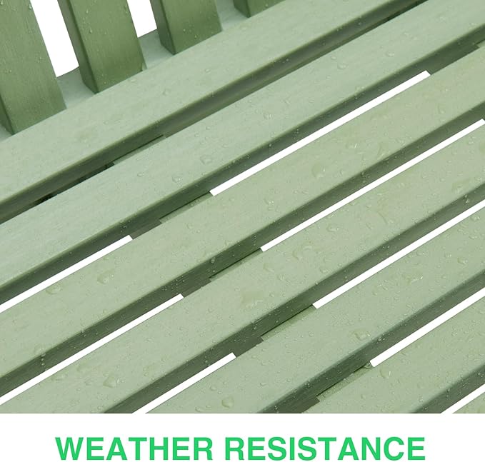 Psilvam Garden Bench, 2-Person Poly Lumber Patio Bench, All-Weather Outdoor Bench That Never Rot, Memorial Bench, Suit for Garden, Porch and Park (Green)-VerdiqueGarden