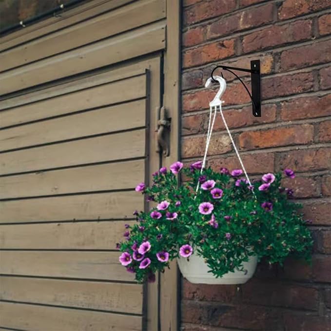 Simply Style Metal Hanging Plant Brackets 10inch, Pack of 2, Wall Mount Plant Hangers, Planter Hooks for Flower Baskets, Bird Feeders in Corridor/Patio/Porch/Garden-VerdiqueGarden