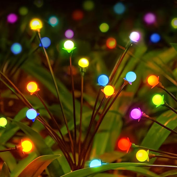 Brightown Solar Garden Lights Outdoor- 4 Pack 48 LED Solar Firefly Lights with 7 Colors Changing, Sway by Wind, Waterproof Solar Outdoor Lights, Solar Lights for Outside Yard Walkway-VerdiqueGarden