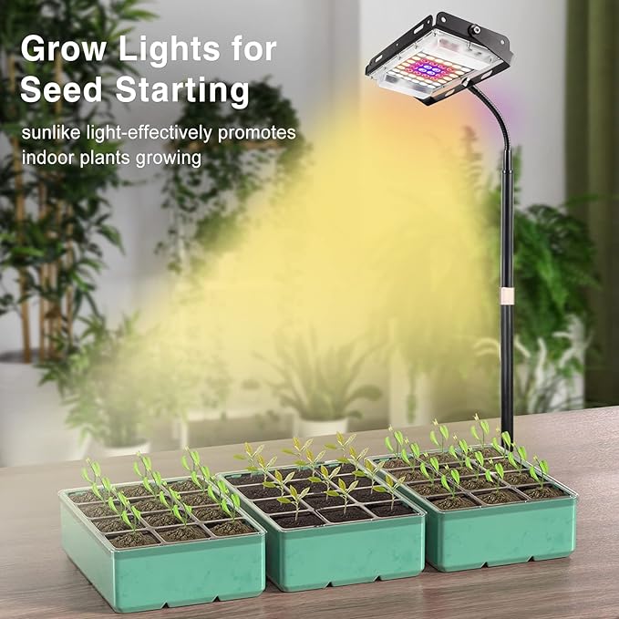 LBW Grow Light for Indoor Plants, Full Spectrum Desk LED Plant Light, Small Grow Lamp with 4H/8H/12H Timer, 6-Level Brightness, Height Adjustable, Flexible Gooseneck, Ideal for Indoor Growth-VerdiqueGarden