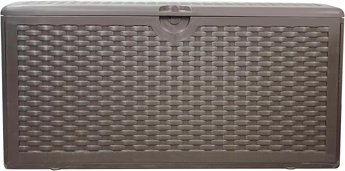 80 Gallon Pro Outdoor Storage Box Waterproof Lockable Resin Deck Box Large, Patio Storage Bin for Pool Accessories Cushion Furniture, Garden Tools, UV-Resistant Outside Delivery Brown-VerdiqueGarden