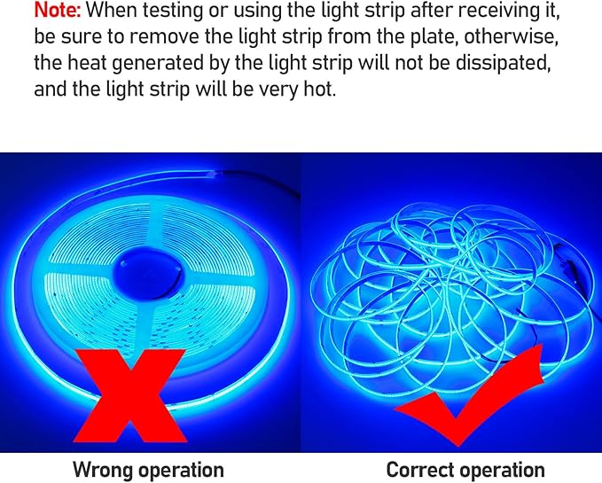 32.8ft(10M) DC 24V Blue COB LED Strip Light IP65 Waterproof 3840LEDs Uniform Glow Dotless Flexible LED Tape Lights for DIY Garden Backyard Hallways Stairs Decoration(No Power Supply)-VerdiqueGarden