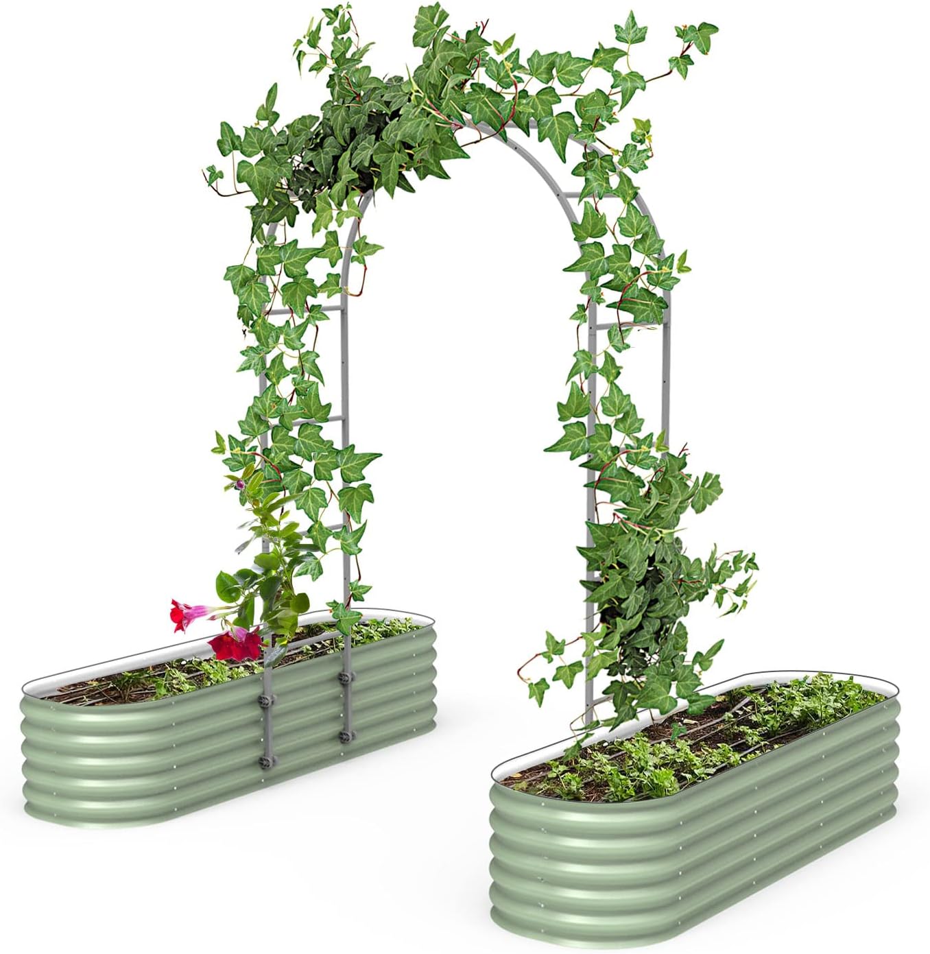 Vego Garden Modular Arched Trellis System Single Section 1.5' Long Trellis for Garden Bed 2.0’ x 3.5’(Kids Bed) and 3.5’ x 3.5’(4 in 1)-VerdiqueGarden