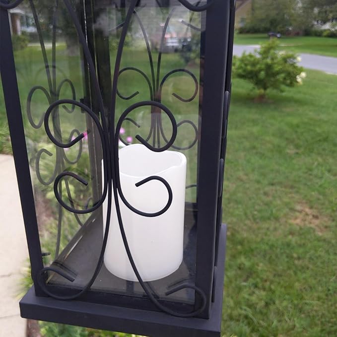 4" Outdoor Battery Operated Candle Waterproof Led Pillar Lights Flickering Flameless Candles with Timer Realistic Fake Electric Pillars for Lantern Garden Wedding Halloween Christmas Decorations,White-VerdiqueGarden