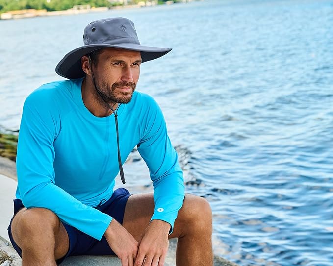 Men's Shapeable Wide Brim Hat - UPF 50 Sun Protection - Maximum Coverage on Your Next Adventure - Sun Fearless Leo Hat-VerdiqueGarden