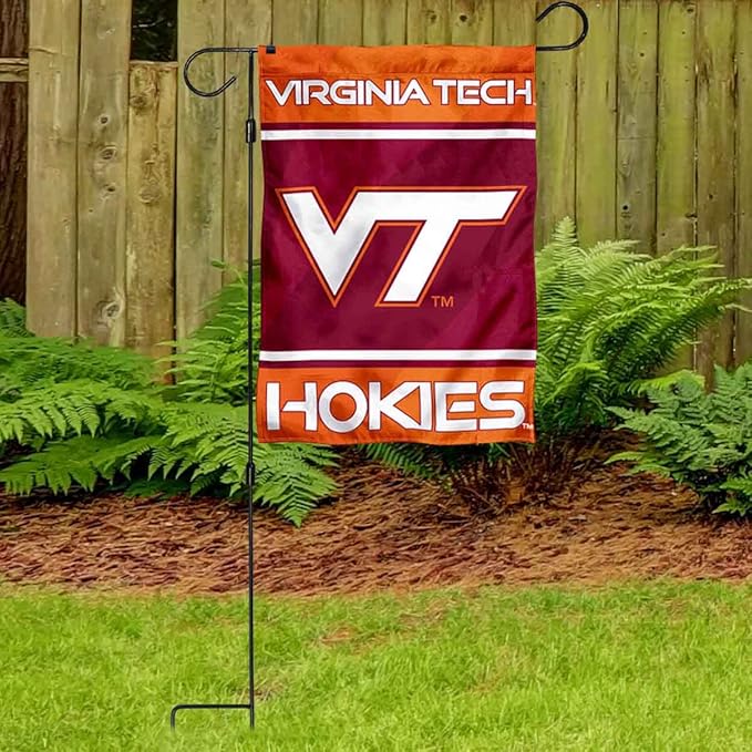 Virginia Tech Hokies Garden Banner Flag with Flag Pole Stand Set-VerdiqueGarden