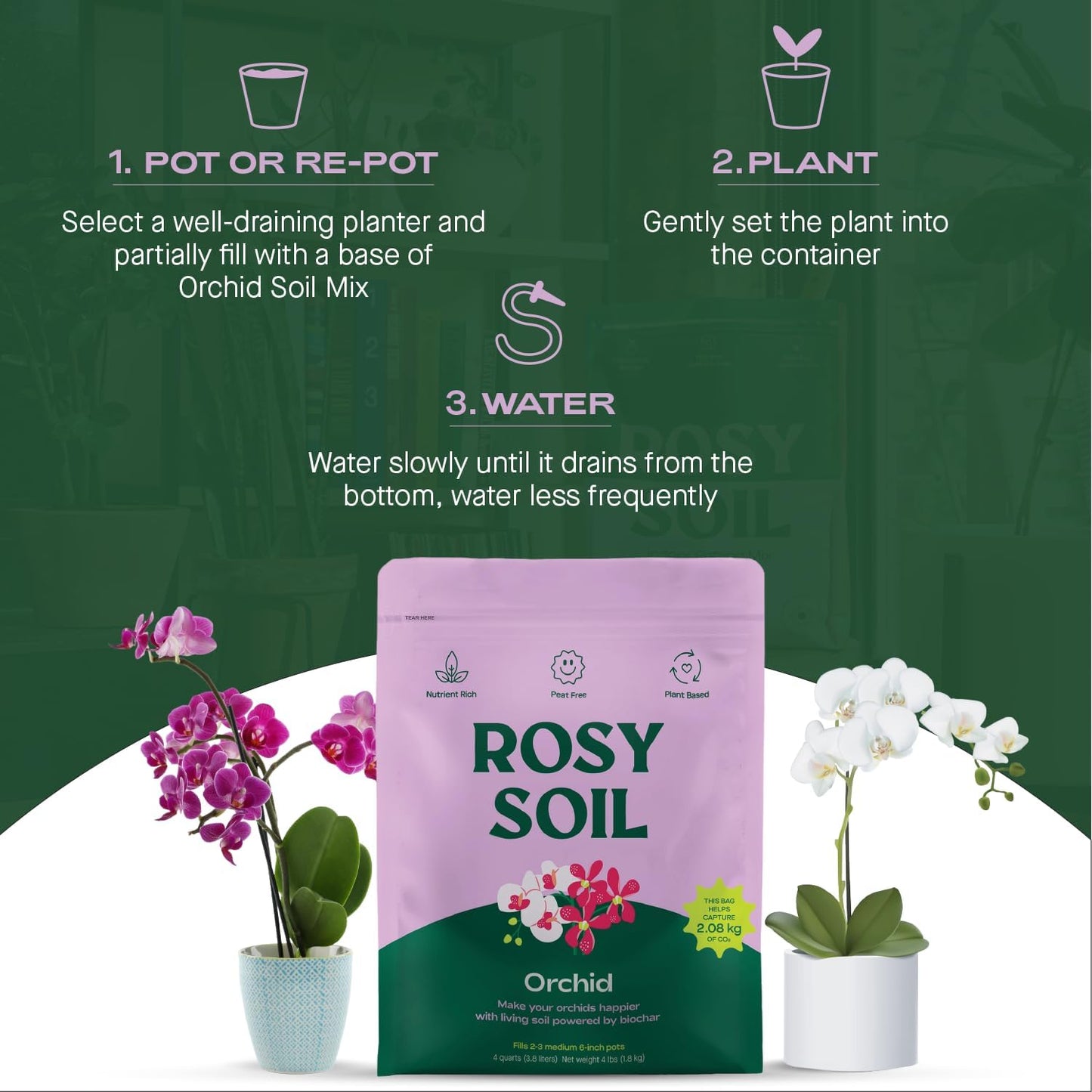 Rosy Soil Orchid Soil Potting Mix - Superior Aeration & Drainage for Orchids - Peat-Free, Microbially Active Biochar Powered Soil for Orchid Plants - Ideal for Indoor Gardening - 4 Quarts-VerdiqueGarden